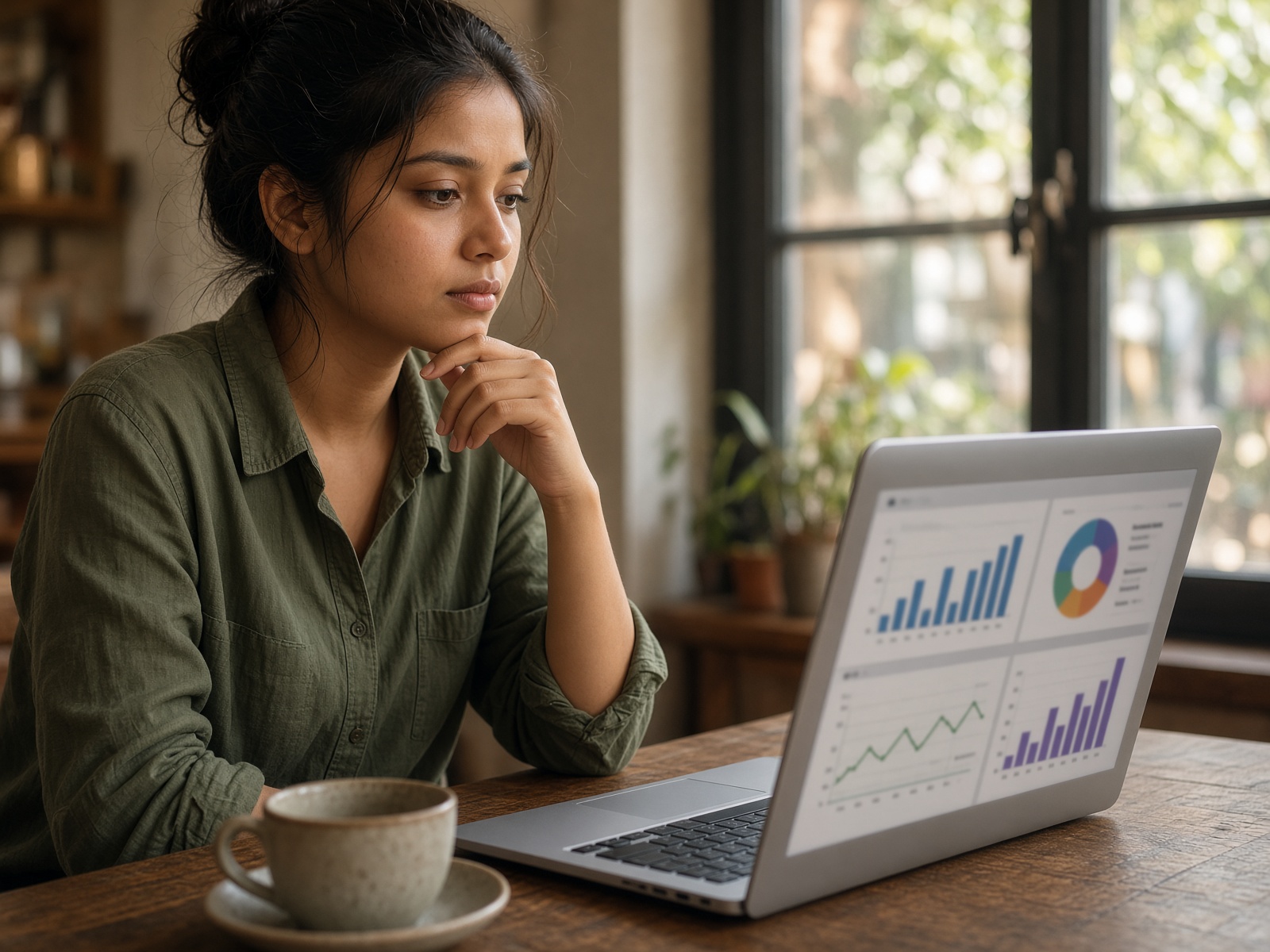 Checking page analytics on a laptop